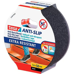 TESA - Cinta antideslizante 5m x 50 mm negra extra resistente