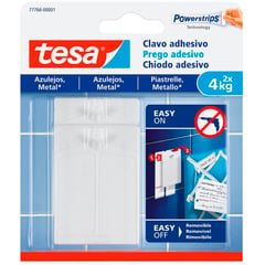 TESA - 2 Clavo Adhesivo Para Azulejos y Metal 4 kg Gancho