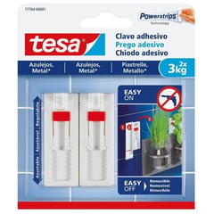 TESA - 2 Clavo Autoadhesivo Ajustable Para Azulejos/ Metal 3Kg