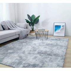 BJ HOGAR - Alfombra Peluda Super Suave 120cmX160cm Gris Claro Jaspeado