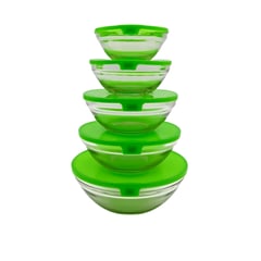 MOGA - Bowl de vidrio con tapa plastica verde