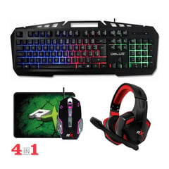 REPTILEX - Kit 4 en 1 Gamer Teclado Mouse Audifono Pad