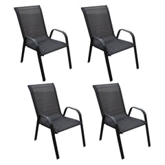 NOVAHUS - Pack 4 Sillas Terraza Textileno Negro