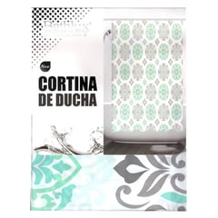 BATHLUX - Cortina plastica ducha baño flores verdes mosaico