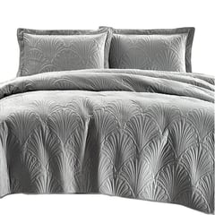 MALLORCA - Quilt Liso Velvet Paris Gris Perla 2 Pzas