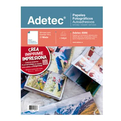 ADETEC - Papel Fotográfico Adhesivo Matte Carta 150 g X 10 Hj - 8066