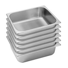 PROCHEF - Pack 6 Depositos Gastro GN 1/2 x 100 mm Acero Inox