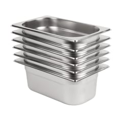 PROCHEF - Pack 6 Depositos Gastro GN 1/4 x 100 mm Acero Inox