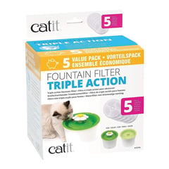 CATIT - Pack Filtros Triple Acción Fuente Bebedera, Pack 5Und