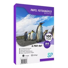 GENERICO - Papel Fotográfico Glossy 230 g A4 X 100 Hojas Alto Brillo