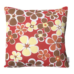 ELIZABETH PEPER - FUNDA COJIN DECORATIVO DISEÑO ROJO FLORES AMARILLAS Y CAFE 45X45