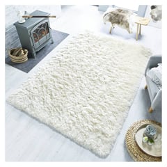 CLEMS CORTINAS - Alfombra Peluda Shaggy Crema 200x220