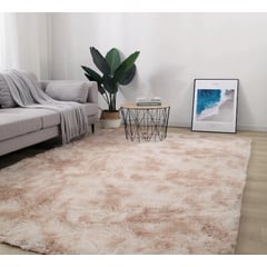 BJ HOGAR - Alfombra Peluda 200cm x 240cm Beige Jaspeado