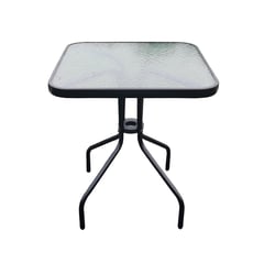 NOVAHUS - Mesa de Terraza de Vidrio y Acero Cuadrada 70x60 cm Negra