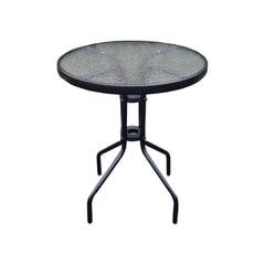 NOVAHUS - Mesa de terraza de vidrio y acero 70x60cm Negra