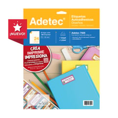 ADETEC - 120 Etiquetas Para Cuadernos/útiles Escolares 70 x 35 mm