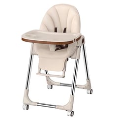 GENERICO - Silla De Comer Para Bebe Niño Ecocuero altura Ajustable Beige