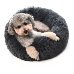 BJ HOGAR - Cama Redonda Para Mascota Perro Gato 50cm Gris Oscuro