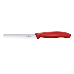 VICTORINOX - Cuchillo de mesa y cuchillo para tomates Swiss Classic color Rojo, 11 cm.