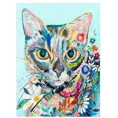 FUN AT HOME LO DIVERTIDO DE ESTAR EN CASA - Diamond Painting Gato con Flores 40x30