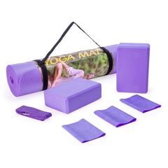 ATLETIS - Set Yoga Bloques Mat Bandas de Estiramiento Morado