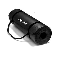 FITNICS - Mat Yoga Colchoneta Ejercicio Extra Grueso 15mm - Negro