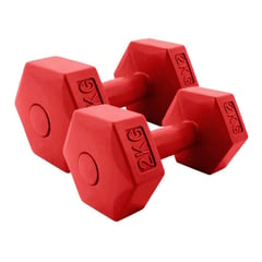 FITNICS - Mancuernas 2kg C/una 4kg Total Pvc Cementada Hexagonal Set 2