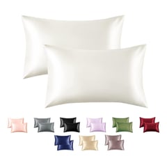 CASATUA - Funda Almohada Satin Seda Set X2 Unids - Blanco - 100x50