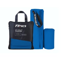 FITNICS - Toalla De Microfibra Set X2 120x60 + 80x30 + Estuche - Azul