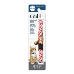 CATIT - Collar Ajustable Gato Diseño Rojo y Blanco con Flores