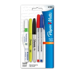 PAPER MATE - Pack Oficina 2 Bolígrafos + Corrector Marcador y Destacador