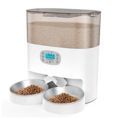 GENERICO - Dispensador Automático Comida Gato Doble Plato 5.6 L Blanco