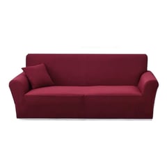 BJ HOGAR - Funda Protector Cubre Sillón Sofá 3 Cuerpos - Burdeo Liso