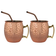 SIMPLIT - Set 2 Vasos Moscow Mule Mug Cobre + Bombillas