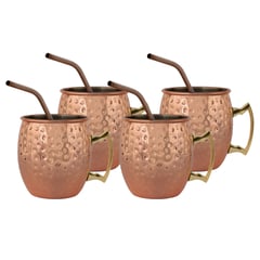 SIMPLIT - Set 4 Vasos Moscow Mule Mug Cobre + Bombillas