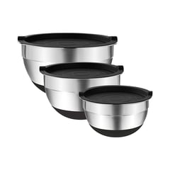 SIMPLIT - Set 3 Bowls con Tapa Acero Inoxidable Antideslizante