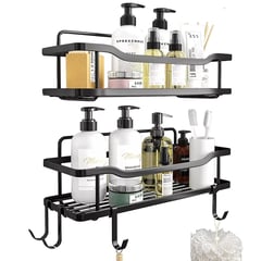 CASATUA - Organizador De Ducha Repisa Baño Adhesivo Set 2 Inoxidable - Negro