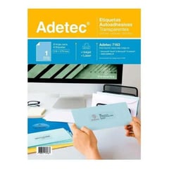 ADETEC - Etiquetas Adhesivas 216 x 279 mm Transparentes 5 Hojas