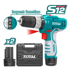 TOTAL TOOLS - Taladro Atornillador Inalambrico 2 Baterias 12v