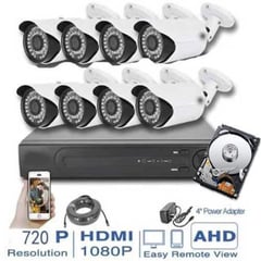 ARTIHOGAR - Kit Cctv 8 Cámaras Seguridad + Disco Duro 1 Terabyte Instalado en DVR HD 1080P