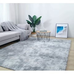 BJ HOGAR - Alfombra Peluda 150cm x 200cm Gris Claro Jaspeado