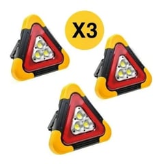 GENERICO - Pack X3 Triangulo De Emergencia Recargable Portatil Solar