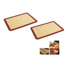 GENERICO - 2 Tapete De Silicona Lamina De Silicona Tapete De Horno rojo con beige