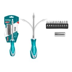 TOTAL TOOLS - Destornillador Flexible Con Juego Puntas 12 Piezas