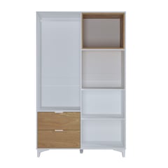 HYGGESIGN - Closet 4 Puertas 2 Cajones 110 x 180 x 47cm. Color Blanco / Madera. Modelo Mood