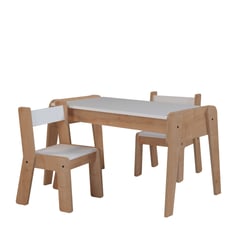 HYGGESIGN - Set Infantil Mesa + 2 Sillas Color Madera/ Blanco. Modelo Kitborn