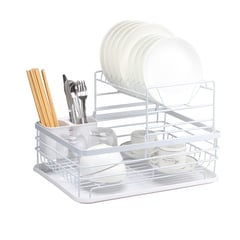 SIMPLIT - Secaplatos Escurridor 2 Niveles Acero Inox Blanco