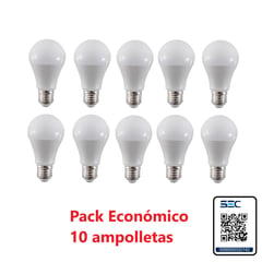 DRL LIGHTING - PACK 10 AMPOLLETAS LED 9W LUZ CALIDA