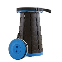 CRUSEC - Silla Taburete Portátil Telescópico Plegable Camping Azul