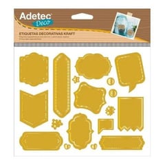 ADETEC - 16 Etiquetas Decorativas Diseño Kraft Con Lapíz